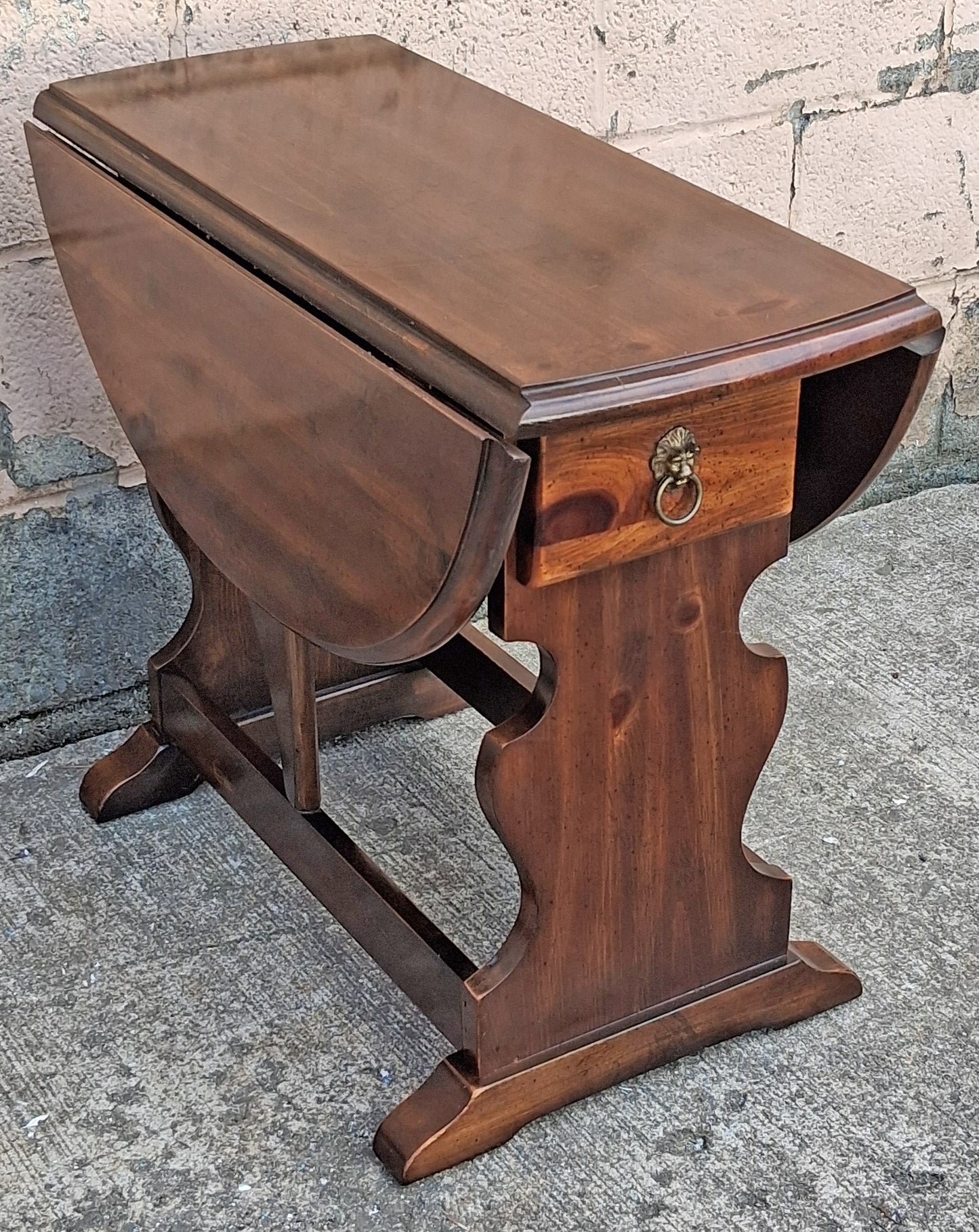 Vintage Antique Old SOLID Knotty Pine Wood Wooden Drop Down Leaf Pembroke Butterfly End Accent Side Lamp Table Shelf Nightstand