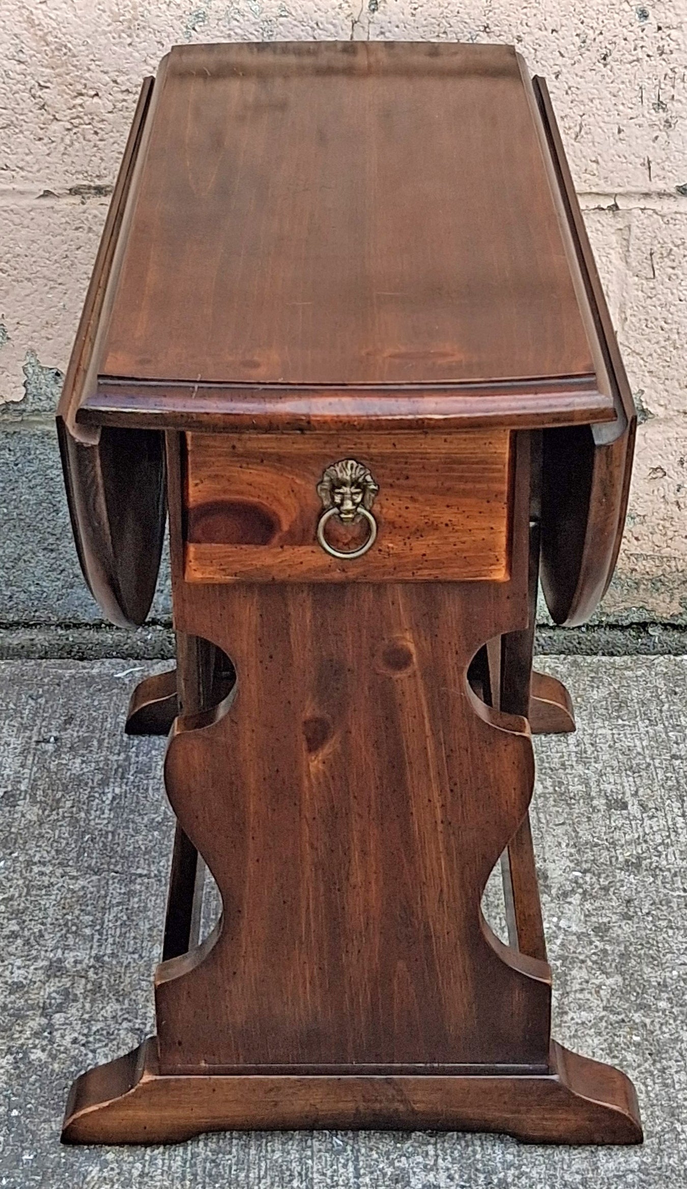 Vintage Antique Old SOLID Knotty Pine Wood Wooden Drop Down Leaf Pembroke Butterfly End Accent Side Lamp Table Shelf Nightstand