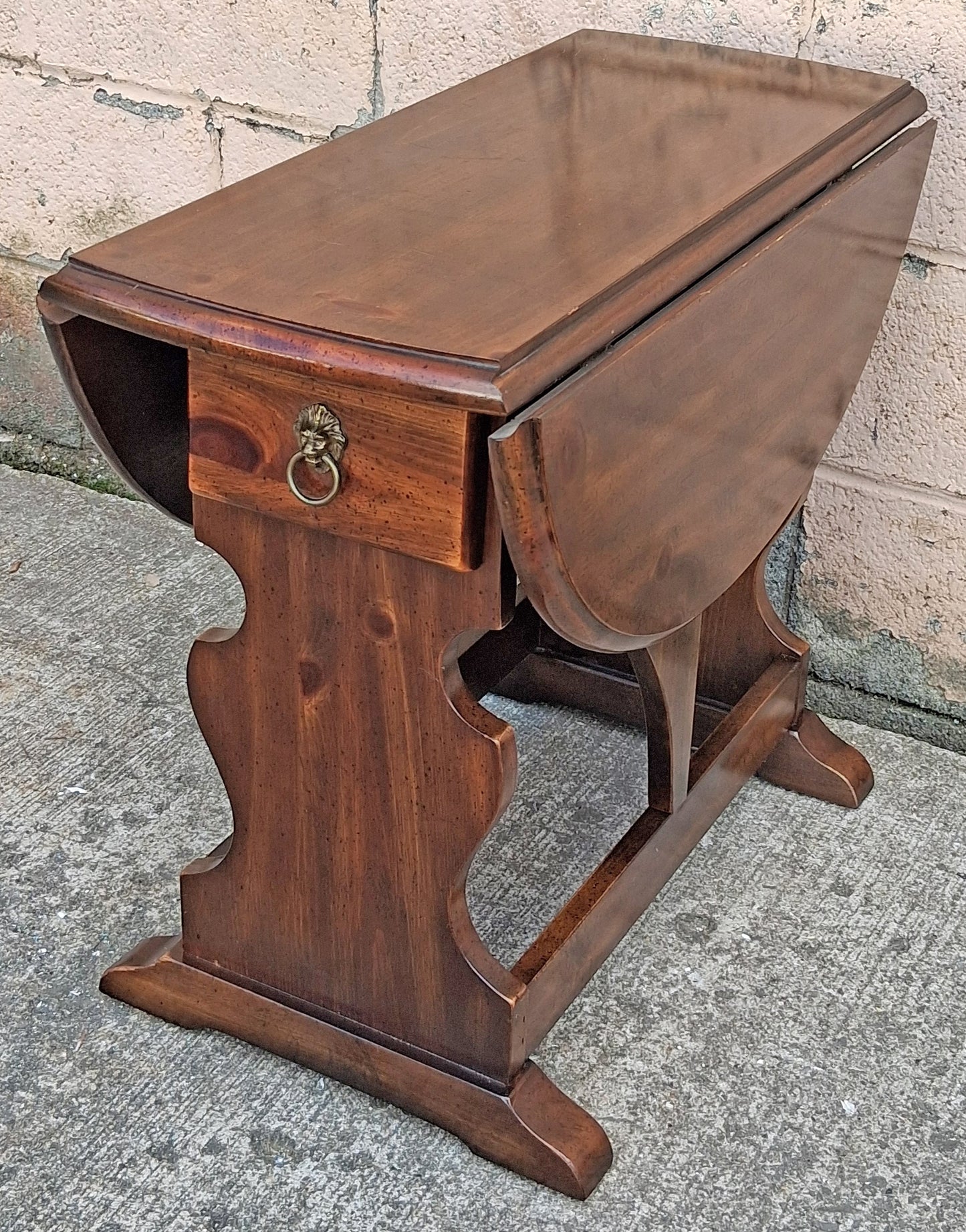 Vintage Antique Old SOLID Knotty Pine Wood Wooden Drop Down Leaf Pembroke Butterfly End Accent Side Lamp Table Shelf Nightstand