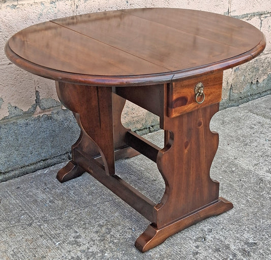 Vintage Antique Old SOLID Knotty Pine Wood Wooden Drop Down Leaf Pembroke Butterfly End Accent Side Lamp Table Shelf Nightstand