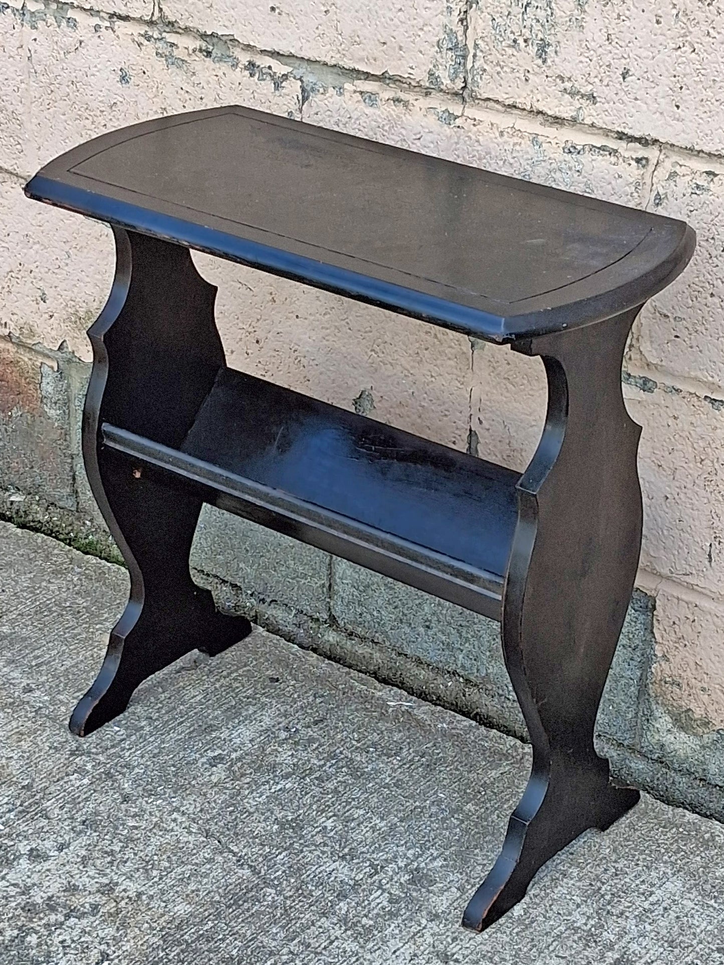 Antique Vintage Victorian Old Reclaimed Salvaged SOLID Wood Wooden Carved Side End Hall Accent Sofa Serpentine Table Plant Lamp Stand