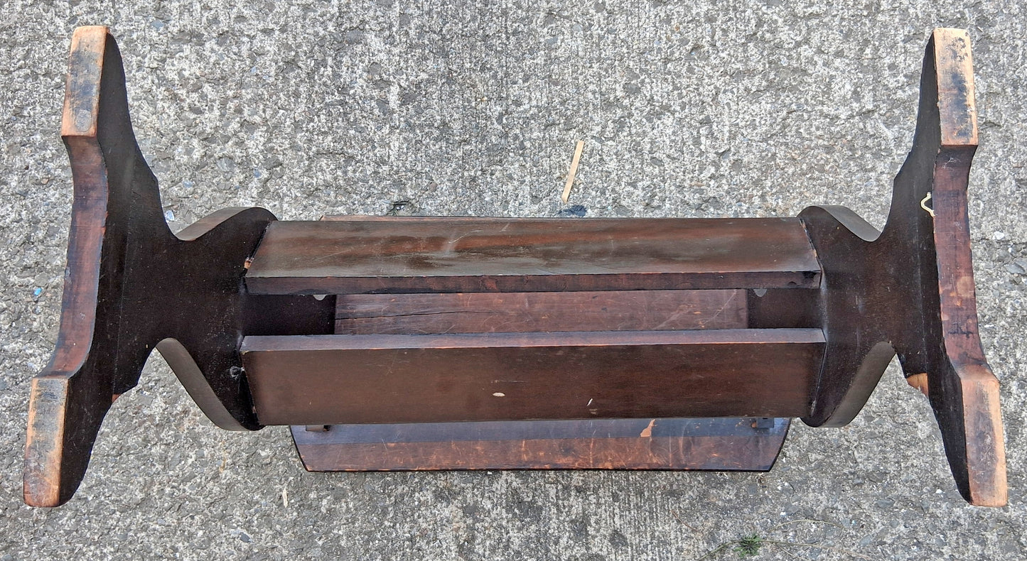 Antique Vintage Victorian Old Reclaimed Salvaged SOLID Wood Wooden Carved Side End Hall Accent Sofa Serpentine Table Plant Lamp Stand