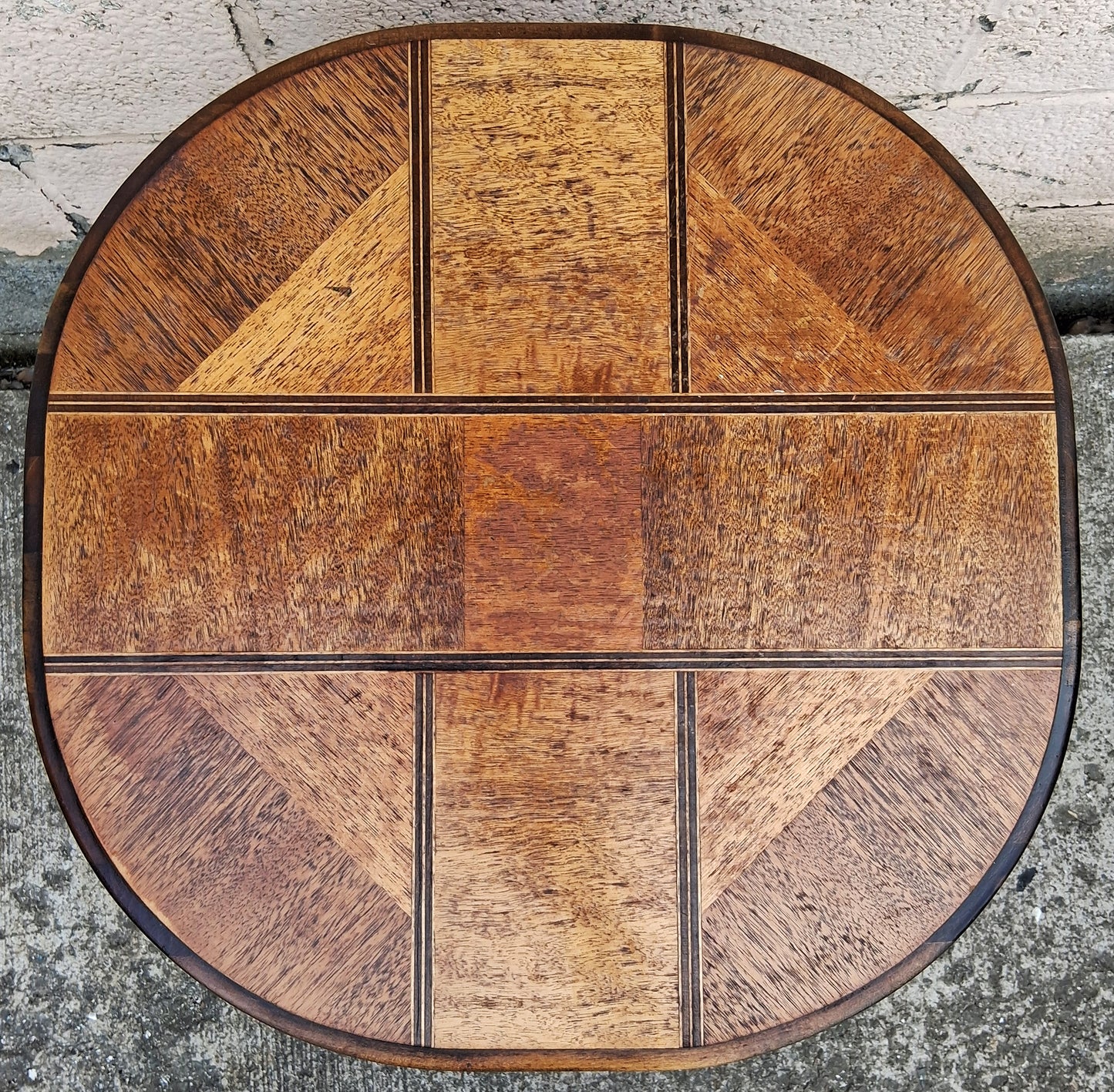 Antique Vintage Old Reclaimed Salvaged Art Deco Waterfall SOLID Mahogany Wood Wooden 3 TIER Round Circle Circular End Side Sofa Accent Table