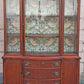 Antique Vintage Old Salvaged Reclaimed Bassett Federal Solid Wood Mahogany Wooden Bow Front Curved Curio China Buffet Server Display Hutch Cabinet