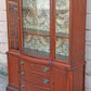 Antique Vintage Old Salvaged Reclaimed Bassett Federal Solid Wood Mahogany Wooden Bow Front Curved Curio China Buffet Server Display Hutch Cabinet