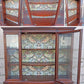 Antique Vintage Old Salvaged Reclaimed Bassett Federal Solid Wood Mahogany Wooden Bow Front Curved Curio China Buffet Server Display Hutch Cabinet