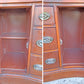 Antique Vintage Old Salvaged Reclaimed Bassett Federal Solid Wood Mahogany Wooden Bow Front Curved Curio China Buffet Server Display Hutch Cabinet