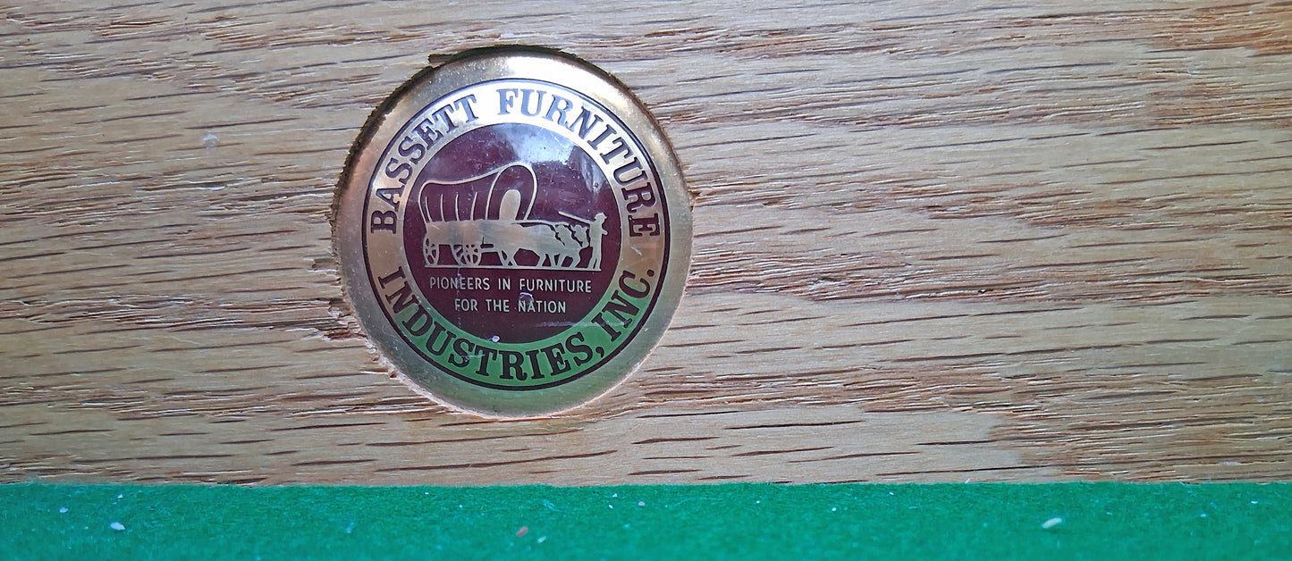 Antique Vintage Old Salvaged Reclaimed Bassett Federal Solid Wood Mahogany Wooden Bow Front Curved Curio China Buffet Server Display Hutch Cabinet