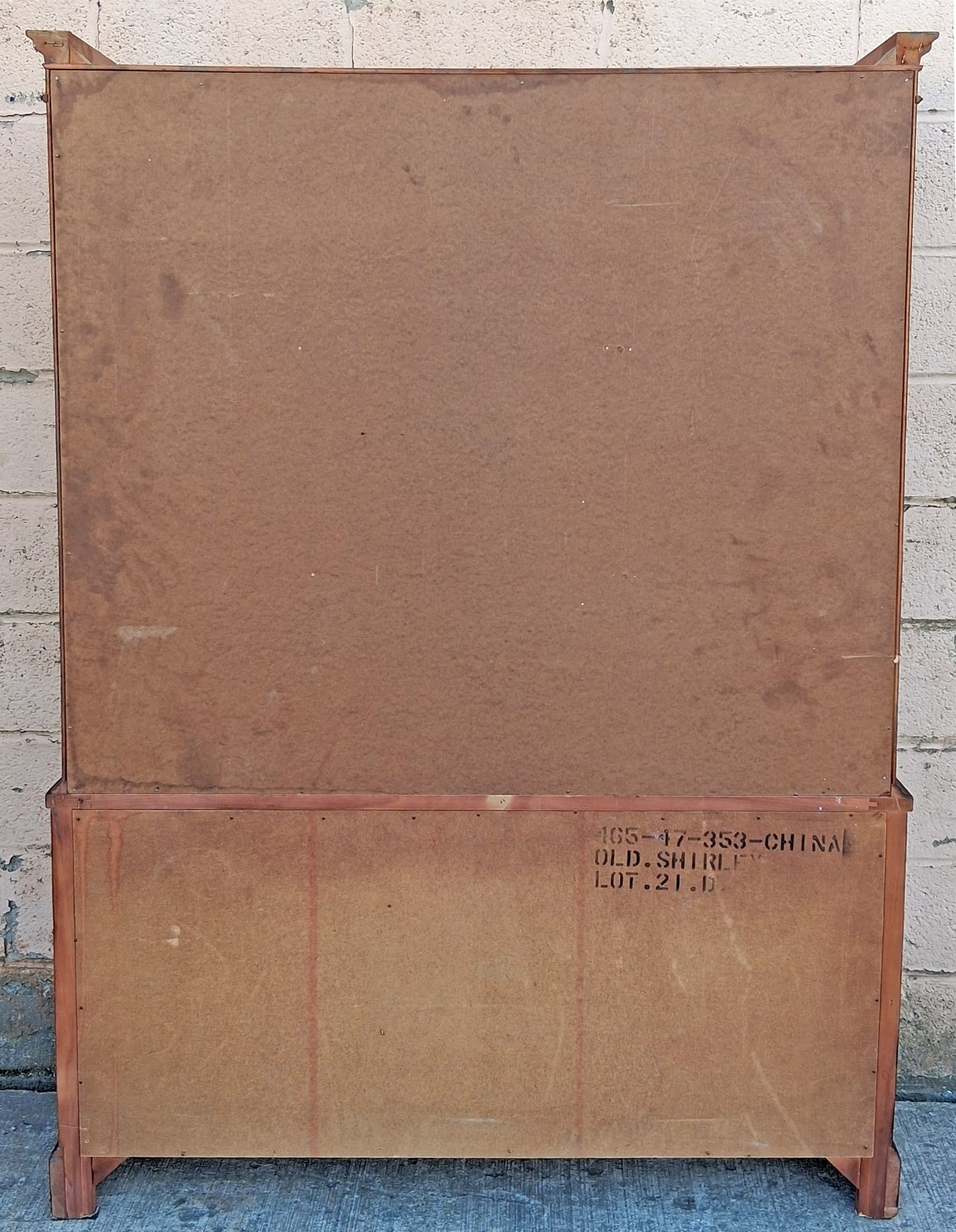 Antique Vintage Old Salvaged Reclaimed Bassett Federal Solid Wood Mahogany Wooden Bow Front Curved Curio China Buffet Server Display Hutch Cabinet