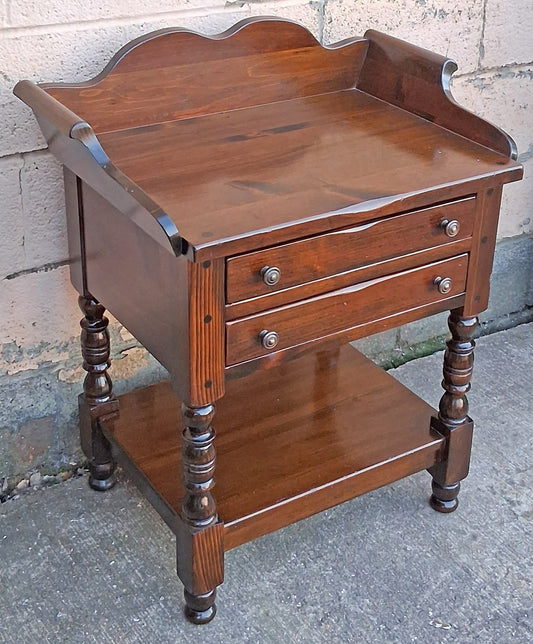 Vintage Antique Old Reclaimed Salvaged Bennington Pine SOLID Wood Wooden End Side Bed Table Nightstand Shelf Plant Lamp Stand Washstand