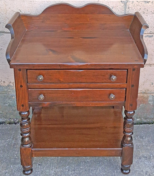 Vintage Antique Old Reclaimed Salvaged Bennington Pine SOLID Wood Wooden End Side Bed Table Nightstand Shelf Plant Lamp Stand Washstand