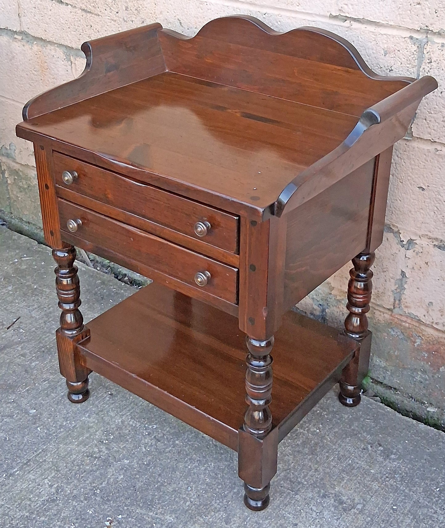 Vintage Antique Old Reclaimed Salvaged Bennington Pine SOLID Wood Wooden End Side Bed Table Nightstand Shelf Plant Lamp Stand Washstand