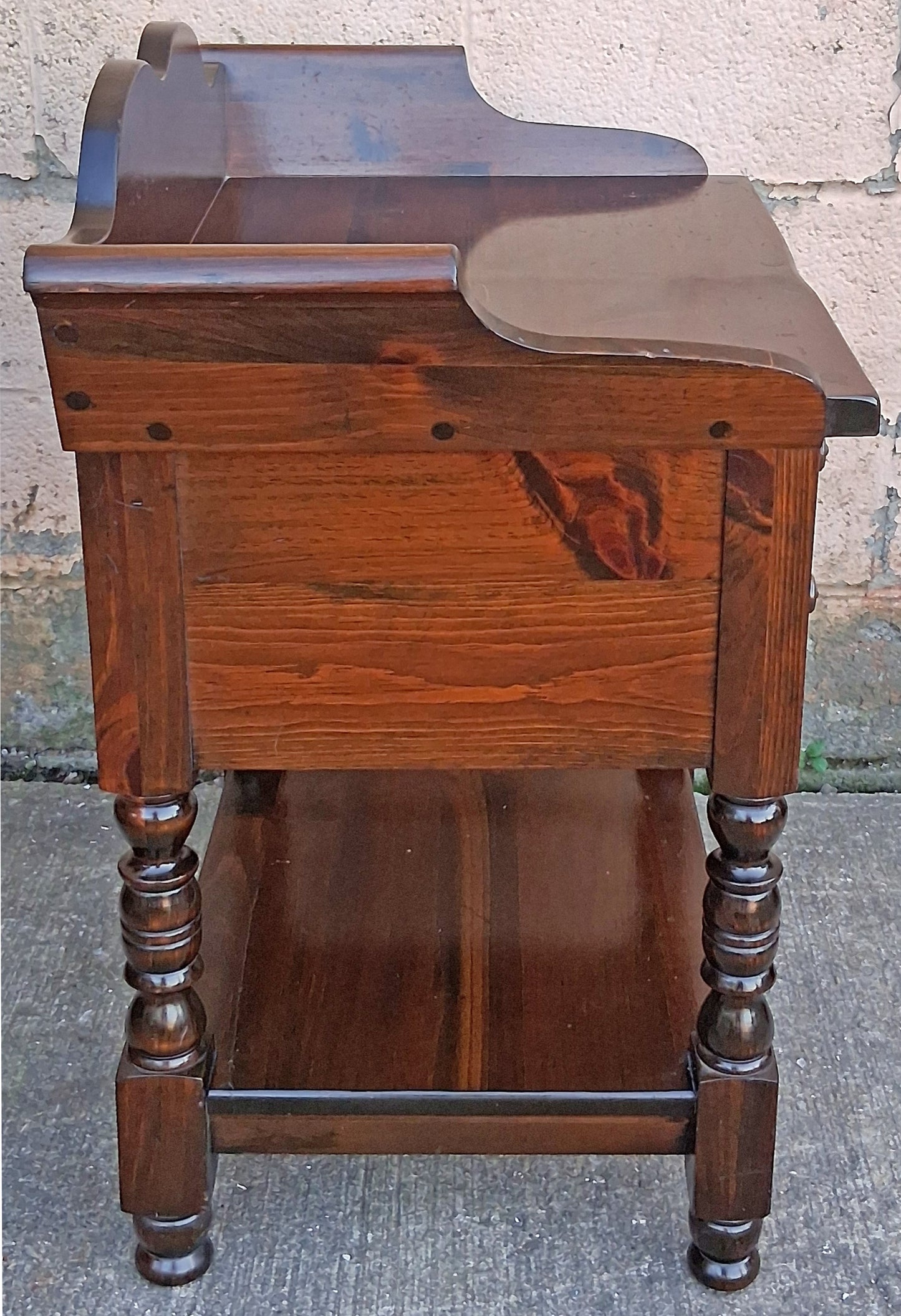 Vintage Antique Old Reclaimed Salvaged Bennington Pine SOLID Wood Wooden End Side Bed Table Nightstand Shelf Plant Lamp Stand Washstand