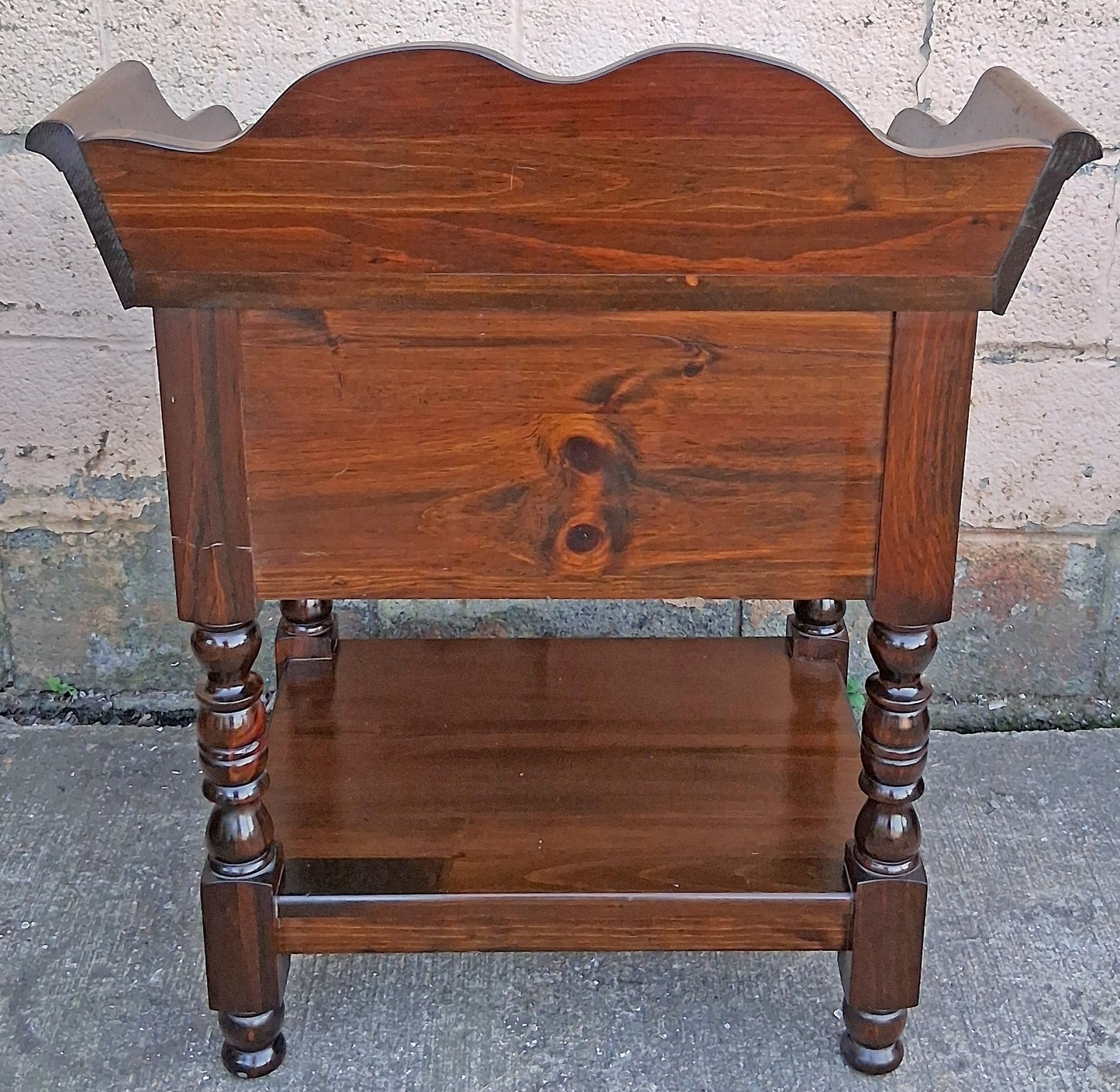 Vintage Antique Old Reclaimed Salvaged Bennington Pine SOLID Wood Wooden End Side Bed Table Nightstand Shelf Plant Lamp Stand Washstand