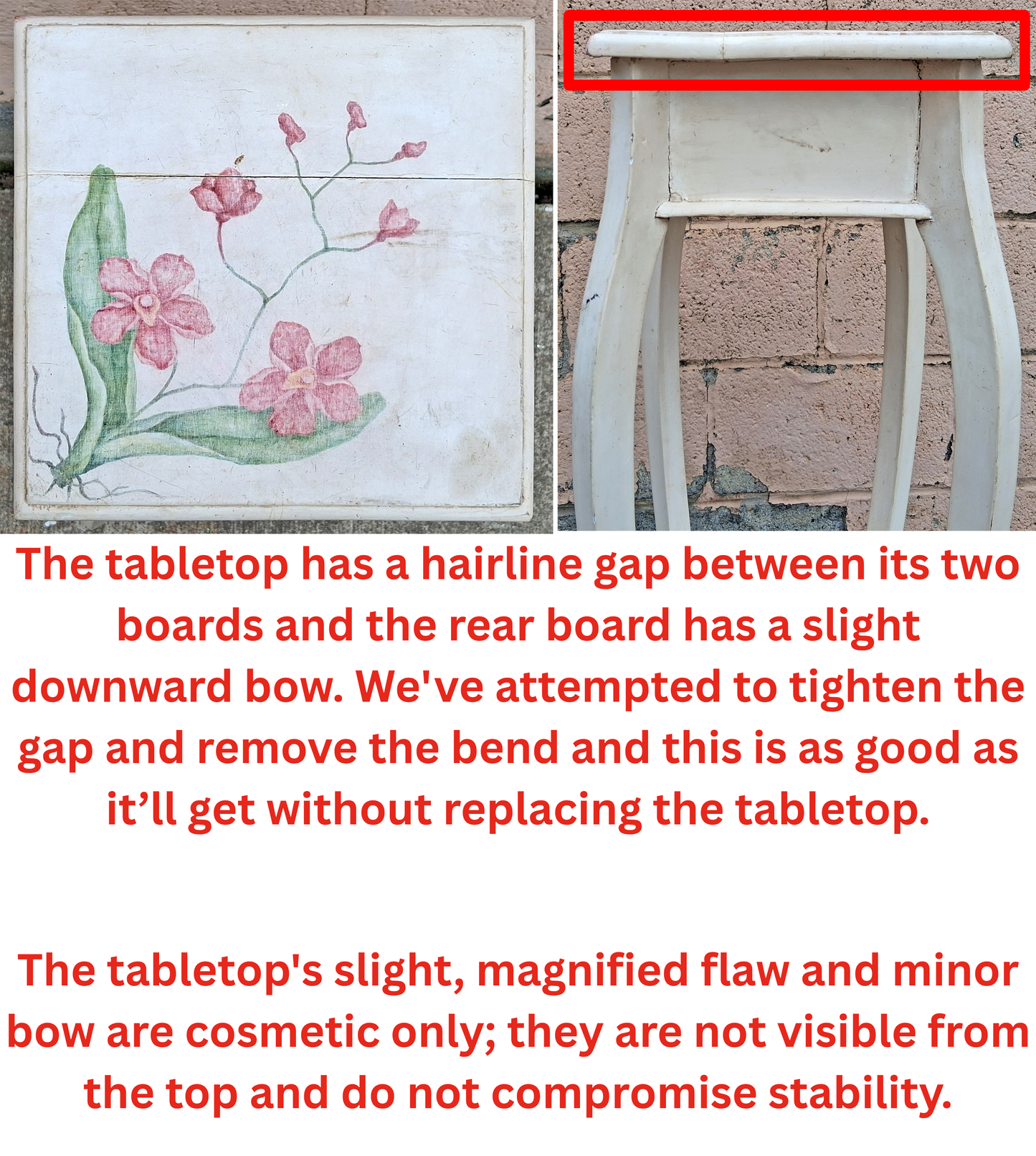 Antique Vintage Hand Painted Old French Provincial Country SOLID Wood Wooden Bowed Lamp End Side Accent Plant Hall Table Nightstand Shelf