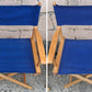 Pair of Vintage Antique Reclaimed Salvaged MCM Mid Century SOLID Wood Wooden Fabric Folding Foldable Portable Commander Director Chair Seat
