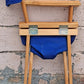 Pair of Vintage Antique Reclaimed Salvaged MCM Mid Century SOLID Wood Wooden Fabric Folding Foldable Portable Commander Director Chair Seat