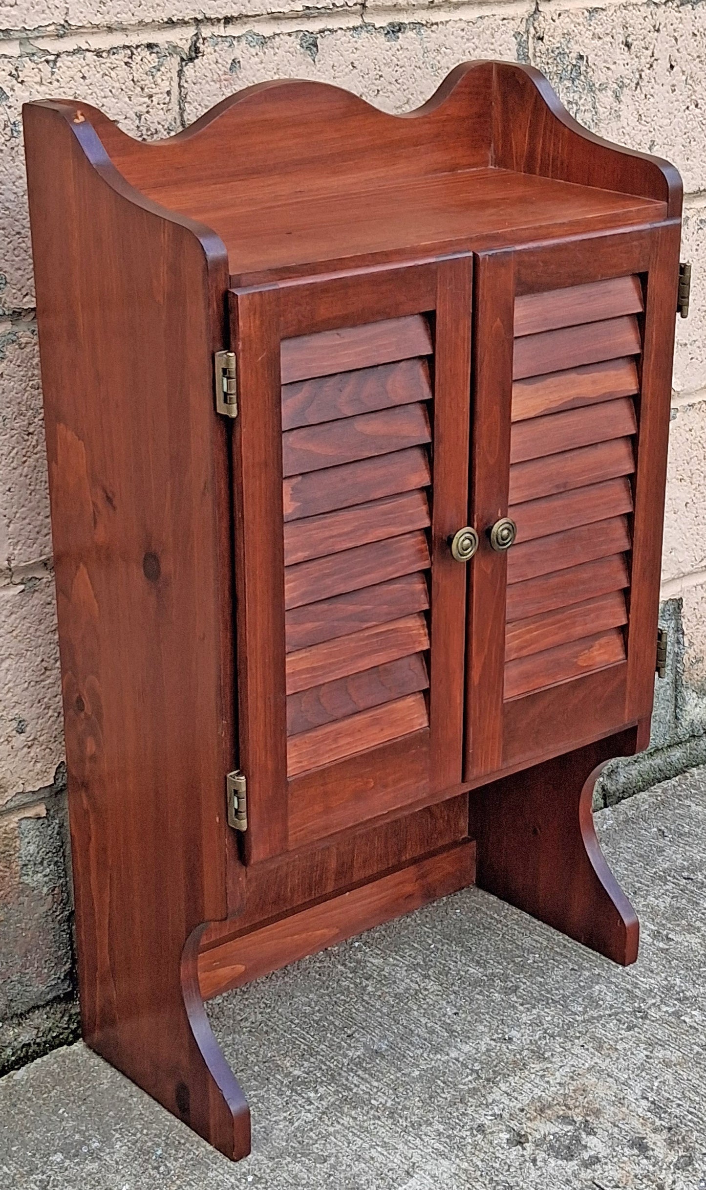 Vintage Antique Old Reclaimed Salvaged SOLID Pine Wood Wooden Hutch Top Wall Cabinet Shelf Louver Doors