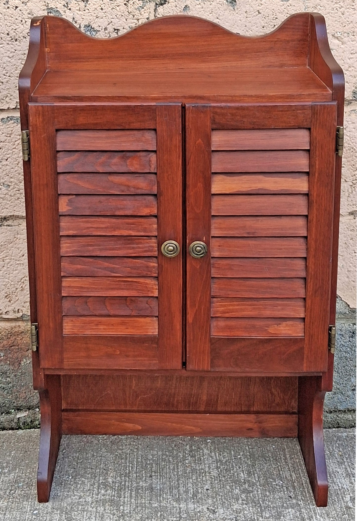 Vintage Antique Old Reclaimed Salvaged SOLID Pine Wood Wooden Hutch Top Wall Cabinet Shelf Louver Doors