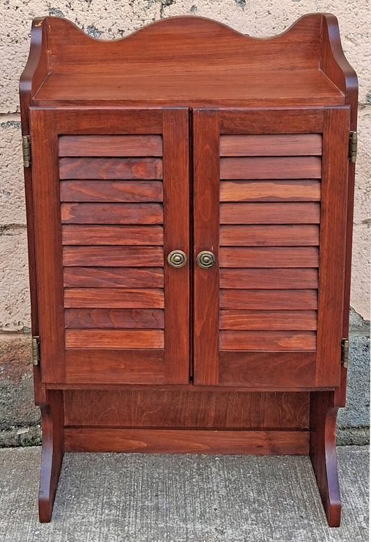 Vintage Antique Old Reclaimed Salvaged SOLID Pine Wood Wooden Hutch Top Wall Cabinet Shelf Louver Doors