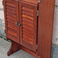 Vintage Antique Old Reclaimed Salvaged SOLID Pine Wood Wooden Hutch Top Wall Cabinet Shelf Louver Doors