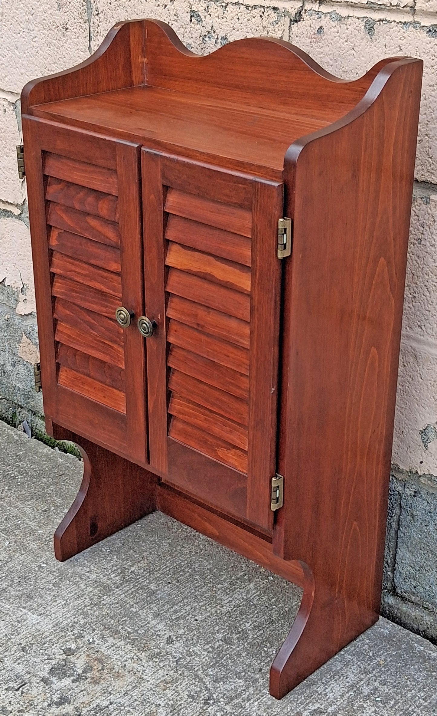 Vintage Antique Old Reclaimed Salvaged SOLID Pine Wood Wooden Hutch Top Wall Cabinet Shelf Louver Doors