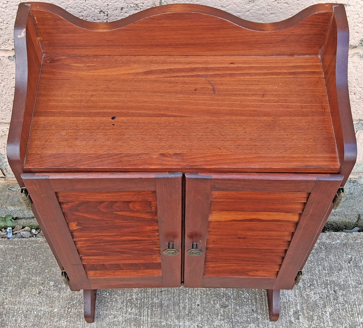 Vintage Antique Old Reclaimed Salvaged SOLID Pine Wood Wooden Hutch Top Wall Cabinet Shelf Louver Doors