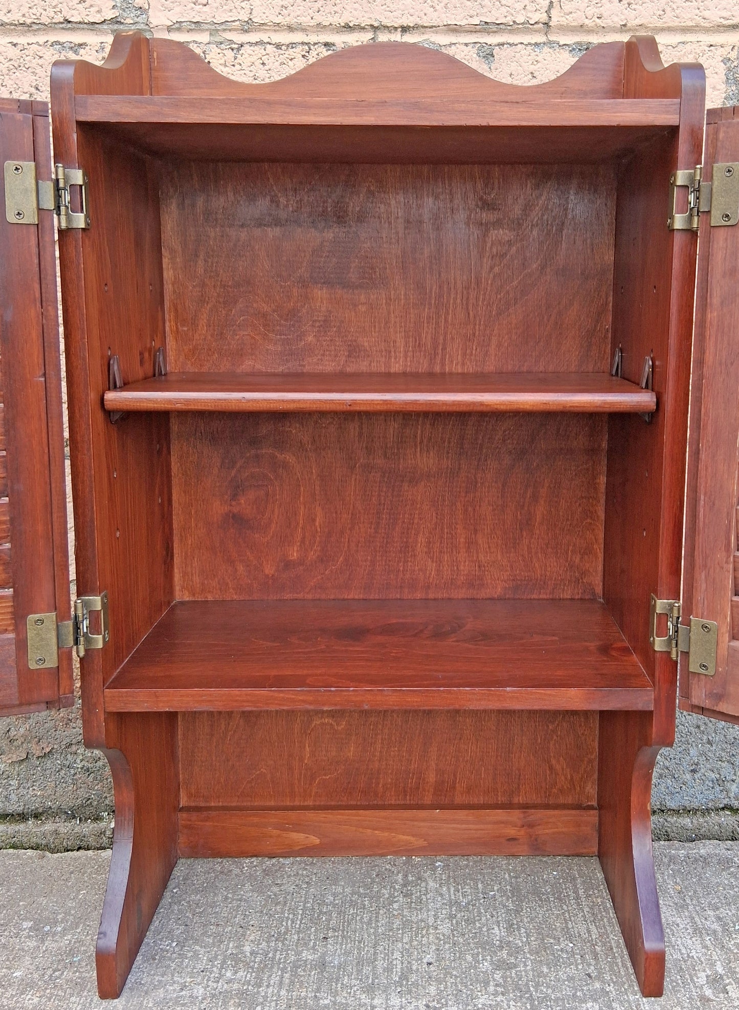 Vintage Antique Old Reclaimed Salvaged SOLID Pine Wood Wooden Hutch Top Wall Cabinet Shelf Louver Doors