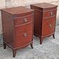 Pair of Antique Vintage Old Salvaged Reclaimed Chippendale Federal Colonial Solid Mahogany Wood Wooden Cabinet End Side Accent Table Nightstand