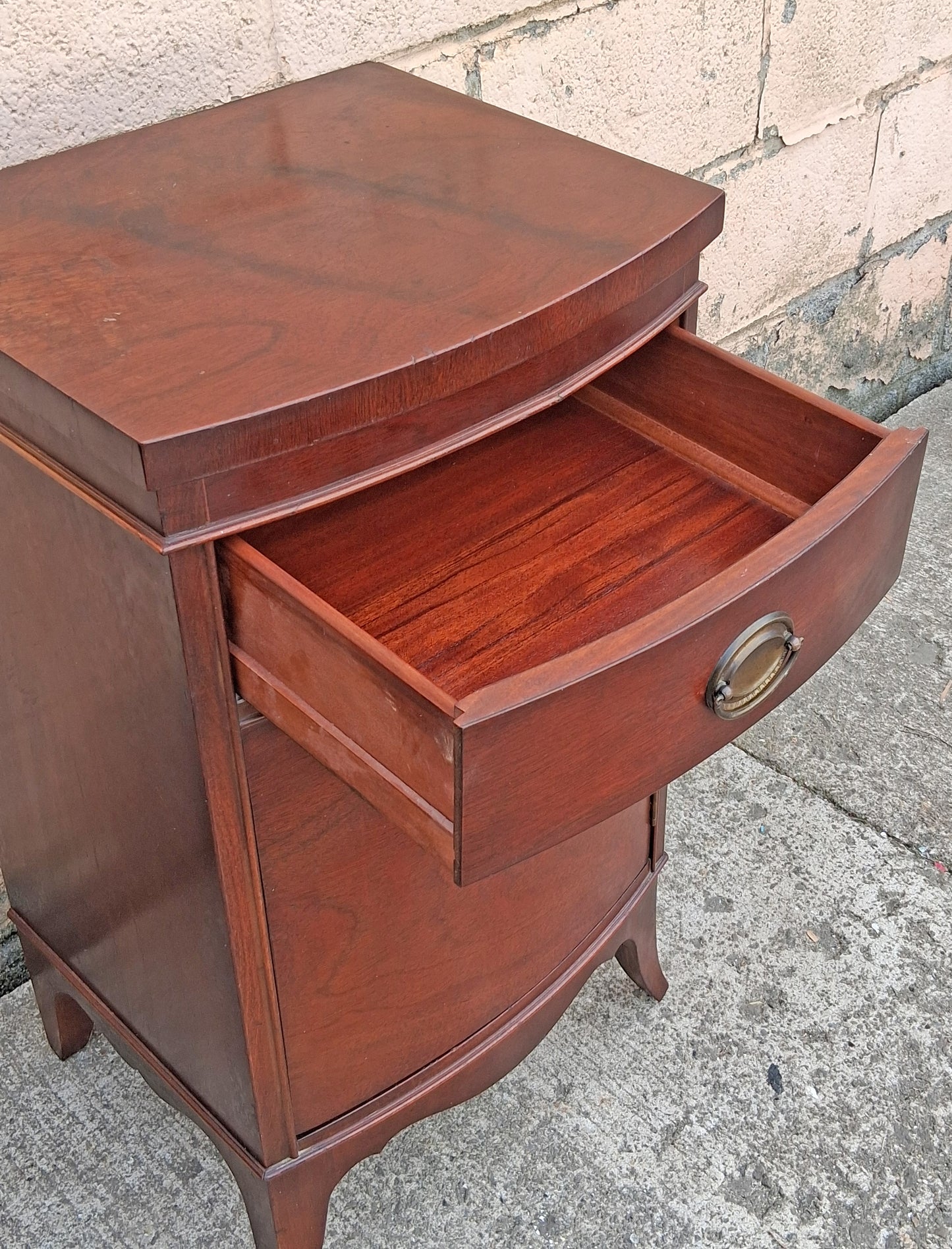 Pair of Antique Vintage Old Salvaged Reclaimed Chippendale Federal Colonial Solid Mahogany Wood Wooden Cabinet End Side Accent Table Nightstand