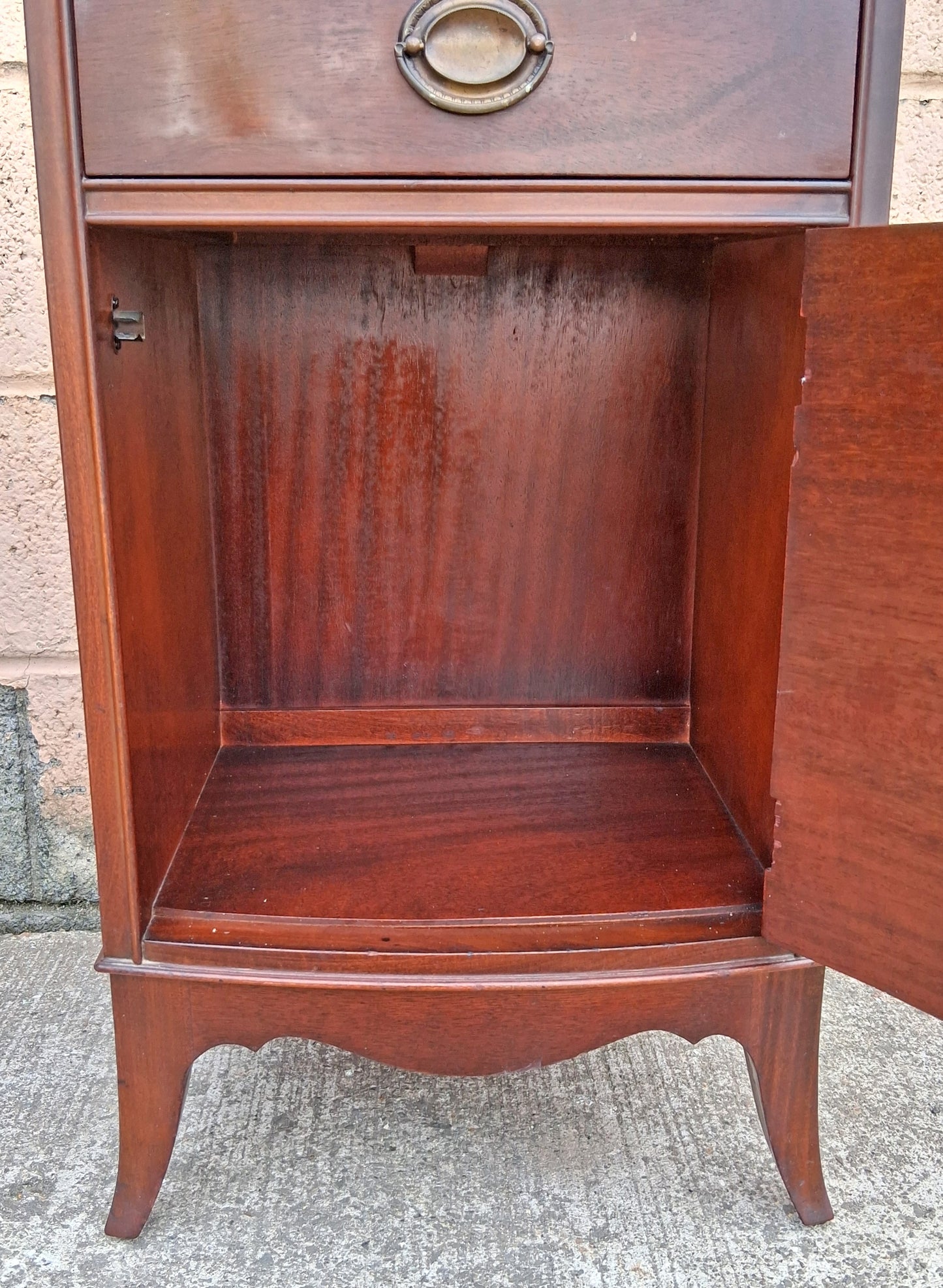 Pair of Antique Vintage Old Salvaged Reclaimed Chippendale Federal Colonial Solid Mahogany Wood Wooden Cabinet End Side Accent Table Nightstand