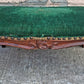Antique Vintage Old Victorian SOLID Wood Wooden Kneeling Bench Foot Stool Ottoman Plant Stand Green Solid Pattern Fabric