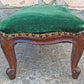 Antique Vintage Old Victorian SOLID Wood Wooden Kneeling Bench Foot Stool Ottoman Plant Stand Green Solid Pattern Fabric