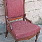 Antique Vintage Old Carved Reclaimed Salvaged Eastlake Victorian SOLID Wood Wooden Side Dining Accent Chair Purple Red Fabric Casters