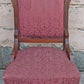 Antique Vintage Old Carved Reclaimed Salvaged Eastlake Victorian SOLID Wood Wooden Side Dining Accent Chair Purple Red Fabric Casters