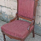 Antique Vintage Old Carved Reclaimed Salvaged Eastlake Victorian SOLID Wood Wooden Side Dining Accent Chair Purple Red Fabric Casters