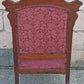 Antique Vintage Old Carved Reclaimed Salvaged Eastlake Victorian SOLID Wood Wooden Side Dining Accent Chair Purple Red Fabric Casters
