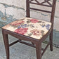 Antique Vintage Old Chippendale SOLID Wood Wooden Carved Side Trellis Lattice Back Dining Accent Desk Chair Floral Fabric Seat