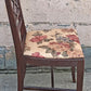 Antique Vintage Old Chippendale SOLID Wood Wooden Carved Side Trellis Lattice Back Dining Accent Desk Chair Floral Fabric Seat