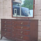 Antique Vintage Old Reclaimed Salvaged Federal Chippendale Colonial Solid Mahogany Birch Wood Wooden Cabinet Dresser Chest of Drawers Vanity Mirror