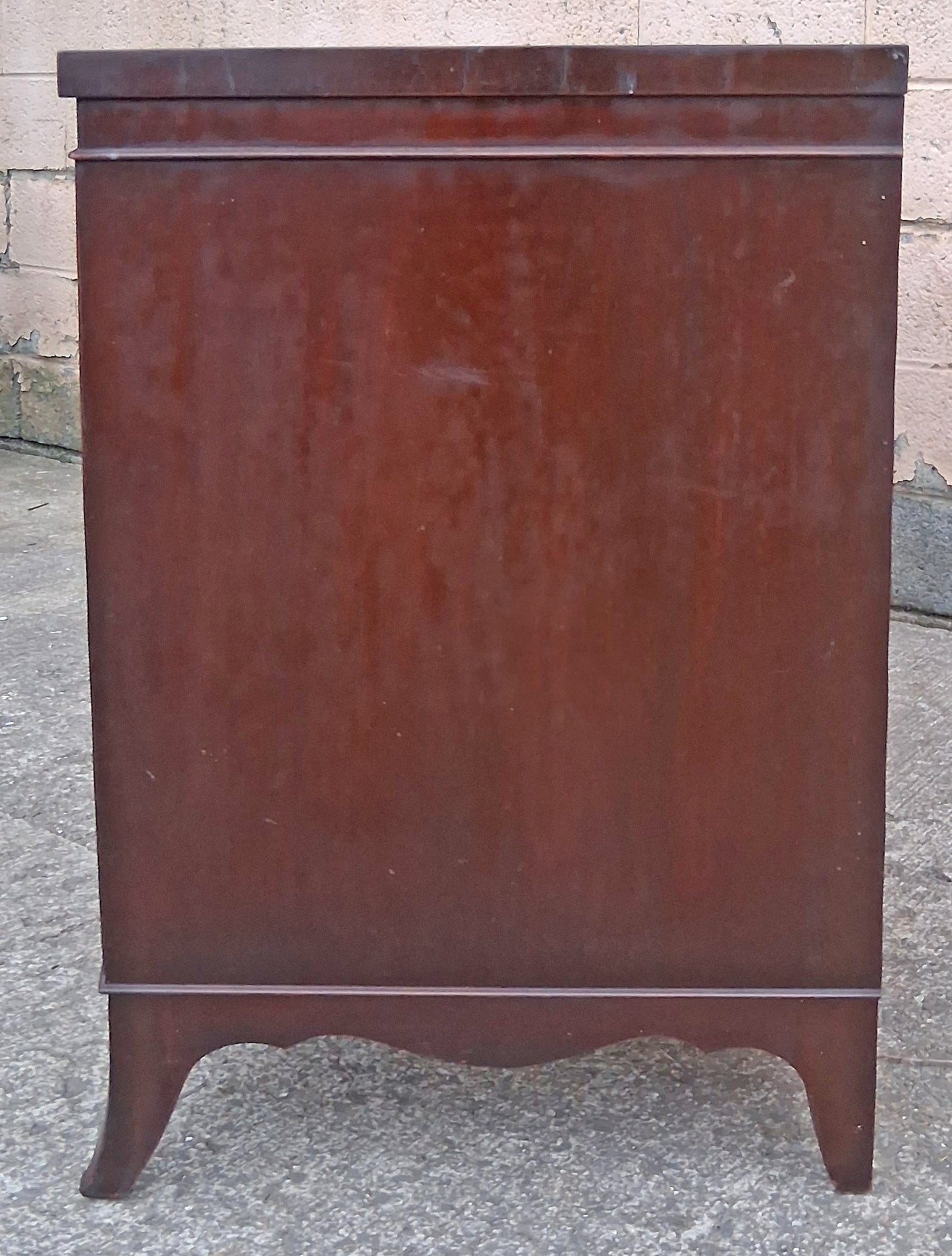 Antique Vintage Old Reclaimed Salvaged Federal Chippendale Colonial Solid Mahogany Birch Wood Wooden Cabinet Dresser Chest of Drawers Vanity Mirror