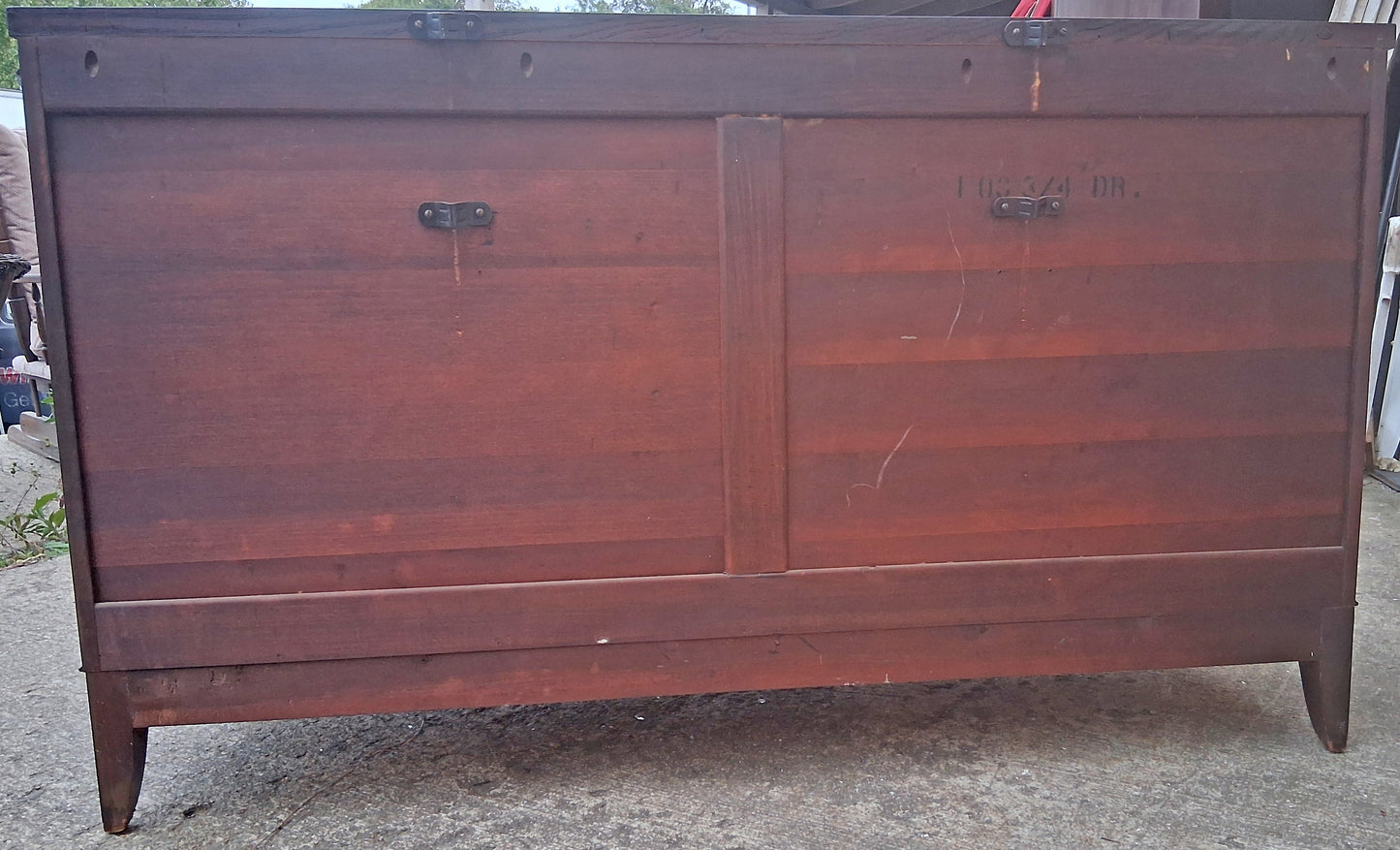 Antique Vintage Old Reclaimed Salvaged Federal Chippendale Colonial Solid Mahogany Birch Wood Wooden Cabinet Dresser Chest of Drawers Vanity Mirror