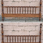 Vintage Antique Old Reclaimed Salvaged Ethan Allen Colonial Style SOLID Birch Wood Wooden Full Sized Poster Spool Bed Frame Head Foot Board