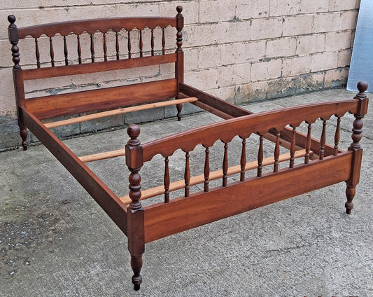 Antique Vintage Reclaimed Salvaged Harden Colonial Style SOLID Cherry Wooden Wood Full Size Bed Head Foot Board Frame Bedframe Set