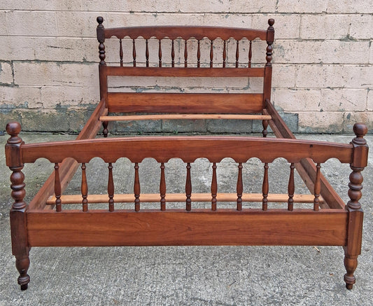 Antique Vintage Reclaimed Salvaged Harden Colonial Style SOLID Cherry Wooden Wood Full Size Bed Head Foot Board Frame Bedframe Set