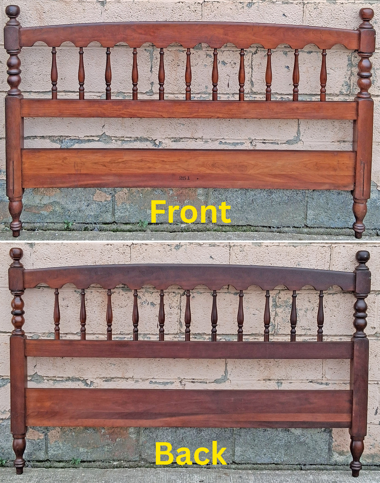 Antique Vintage Reclaimed Salvaged Harden Colonial Style SOLID Cherry Wooden Wood Full Size Bed Head Foot Board Frame Bedframe Set