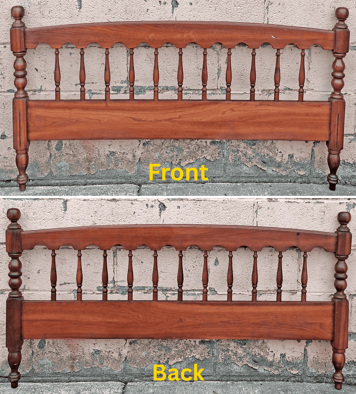Antique Vintage Reclaimed Salvaged Harden Colonial Style SOLID Cherry Wooden Wood Full Size Bed Head Foot Board Frame Bedframe Set