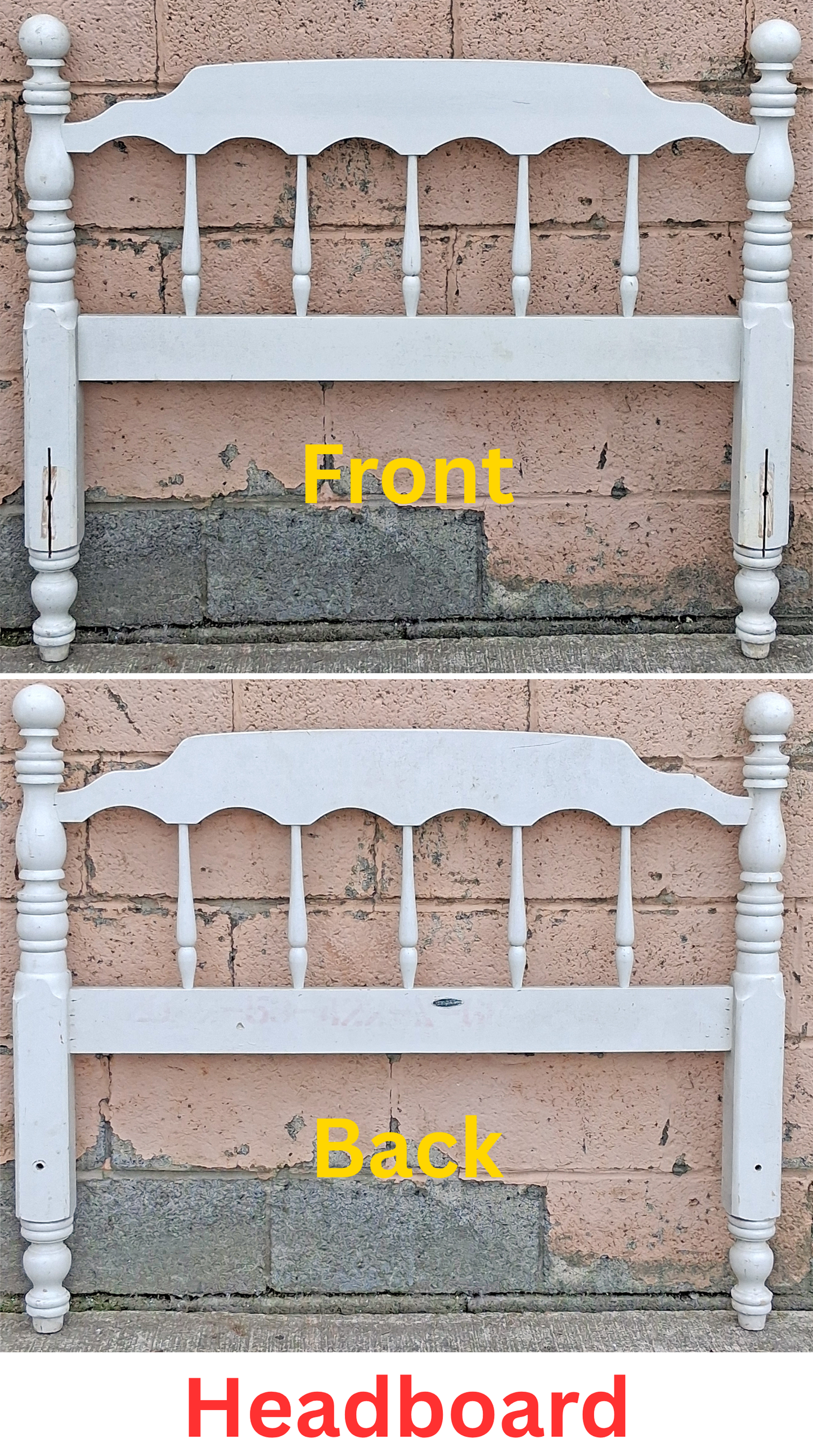 Antique Vintage Old Reclaimed Salvaged J.B. Van Sciver Colonial SOLI Wooden Wood White Twin Size Bed Head Foot Board Frame Bedframe Set