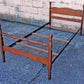 Vintage Antique Old Reclaimed Salvaged Colonial Traditional Style SOLID Maple Wood Wooden Twin Size Bed Frame Head Foot Board Set