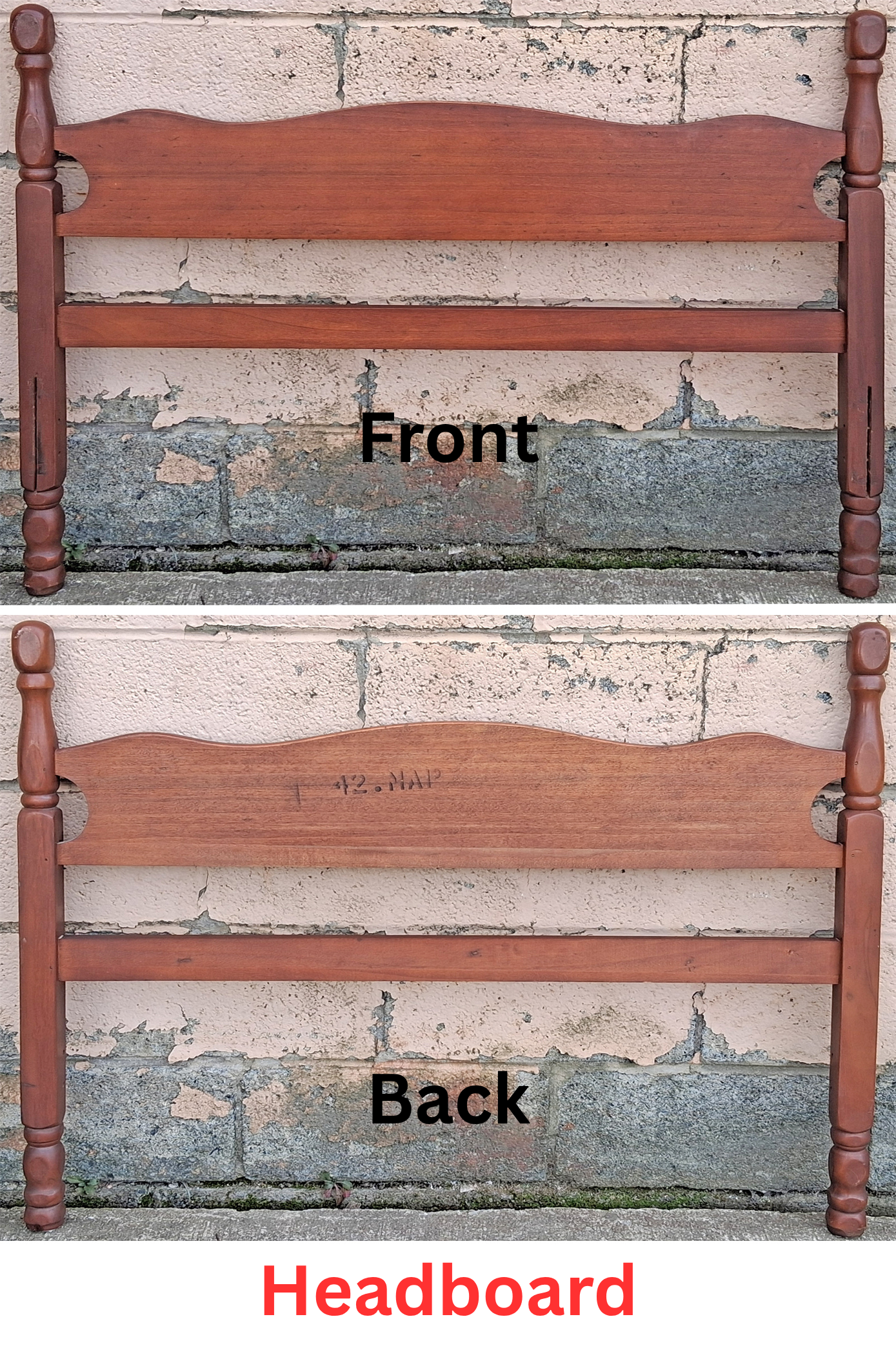 Vintage Antique Old Reclaimed Salvaged Colonial Traditional Style SOLID Maple Wood Wooden Twin Size Bed Frame Head Foot Board Set